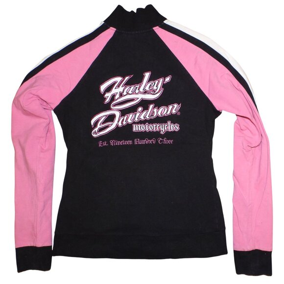 2008 Harley-Davidson Motorcycles Full Zip Fleece Pink Black Jacket Womens Medium - Picture 8 of 11